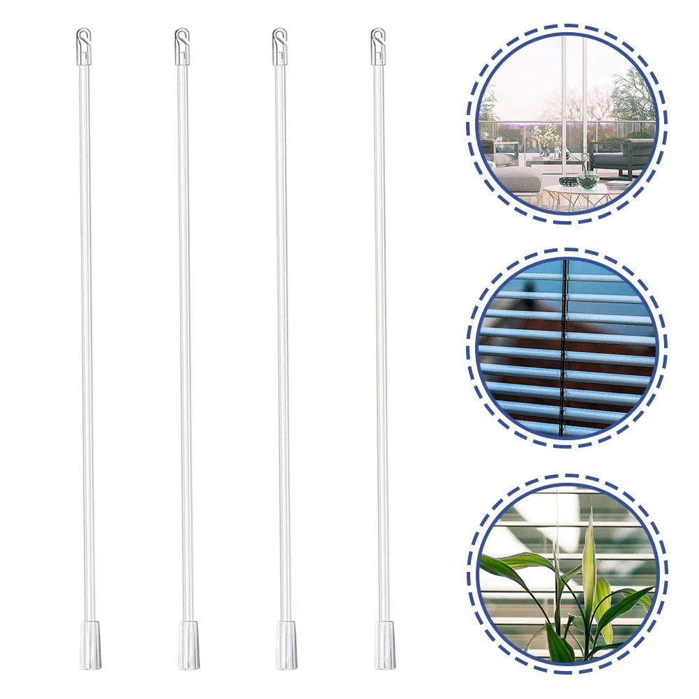 

4 Pcs Venetian Blind Rod Vertical Wand Control Replacement Curtain Pull Window Blinds Household Plastic with Hook