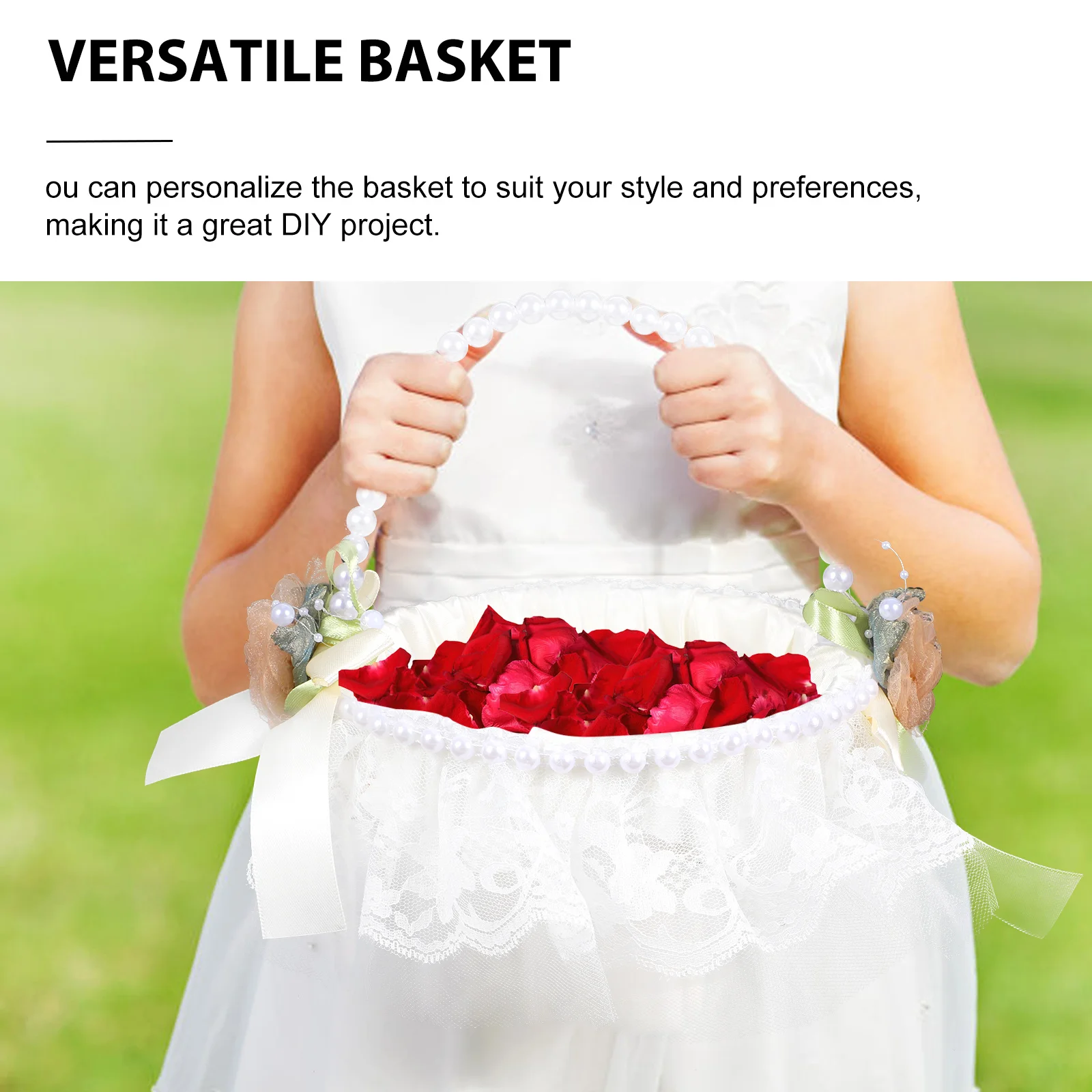 سلة زهور الزفاف الساتان المحمولة لزهرة حفل الزفاف حامل بتلات الورد سلة صغيرة لوازم الزفاف