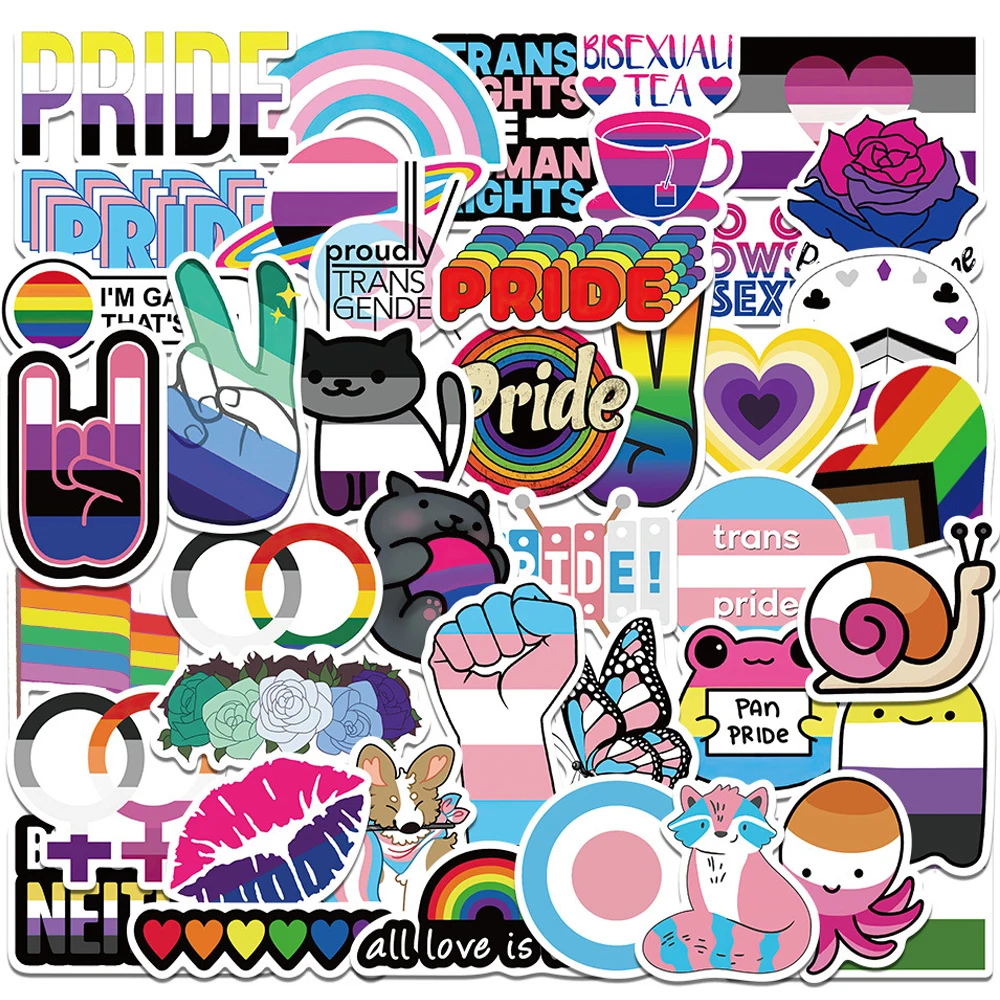 10/30/52pcs Nonbinary Pansexual Transgender Bisexual Asexual Pride Stickers LGBT DIY Skateboard Phone Motorcycle Cool Sticker