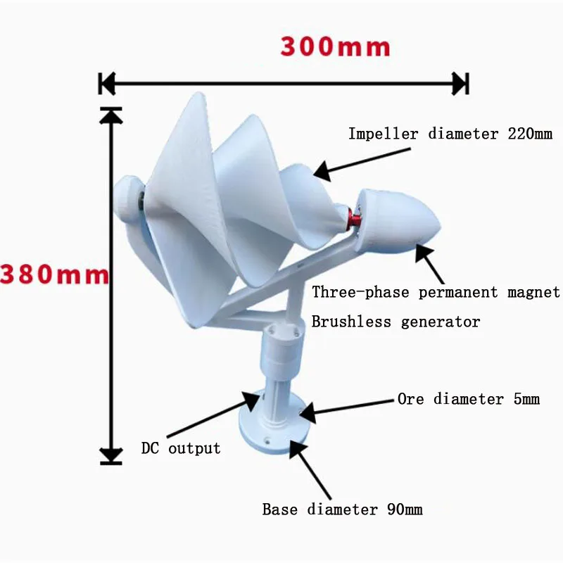 12V DC Output, Low Start Wind Speed (1.5m/s), Effective Three-Phase PM Brushless Generator, micro Wind Turbine Generator 50W