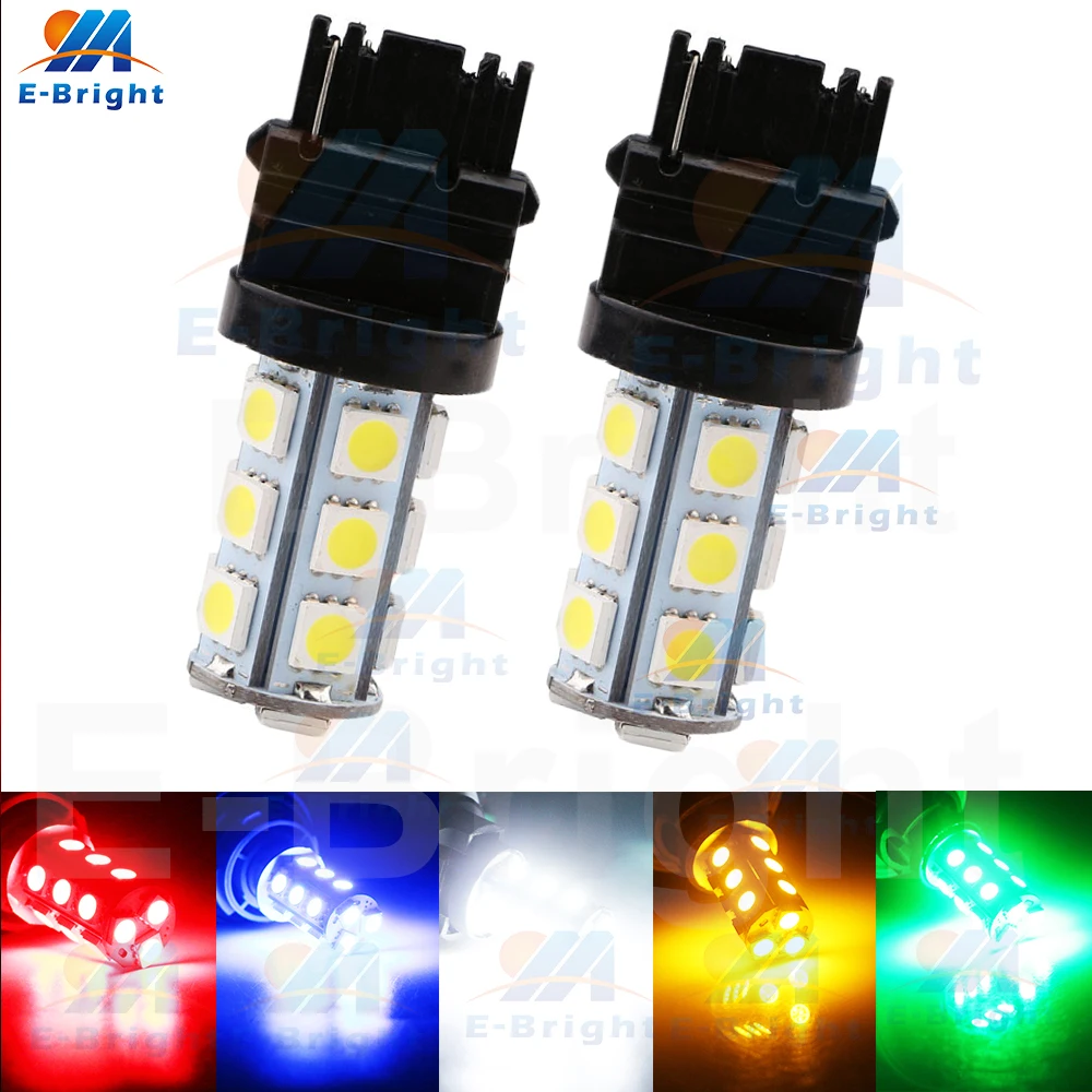 

3157 P27/7W T25 T-25 2pcs DC12V 18 SMD 5050 LED Bulb Car Reverse Turn Signal Brake Tail Lamp Light White Red Yellow Green Amber