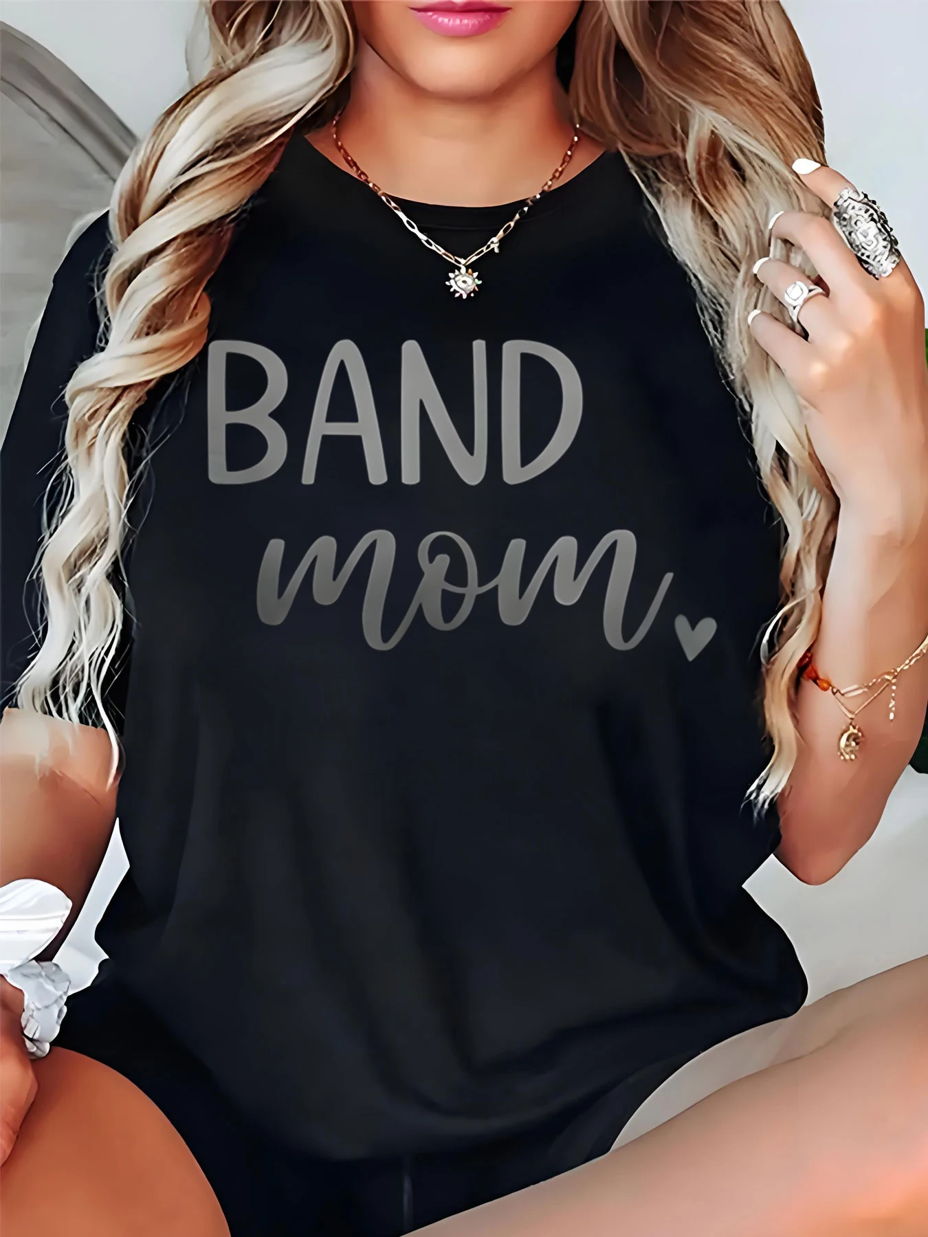 

Женская футболка для мамы группы, повседневный топ с принтом музыкального фестиваля для студентов-материнской группы