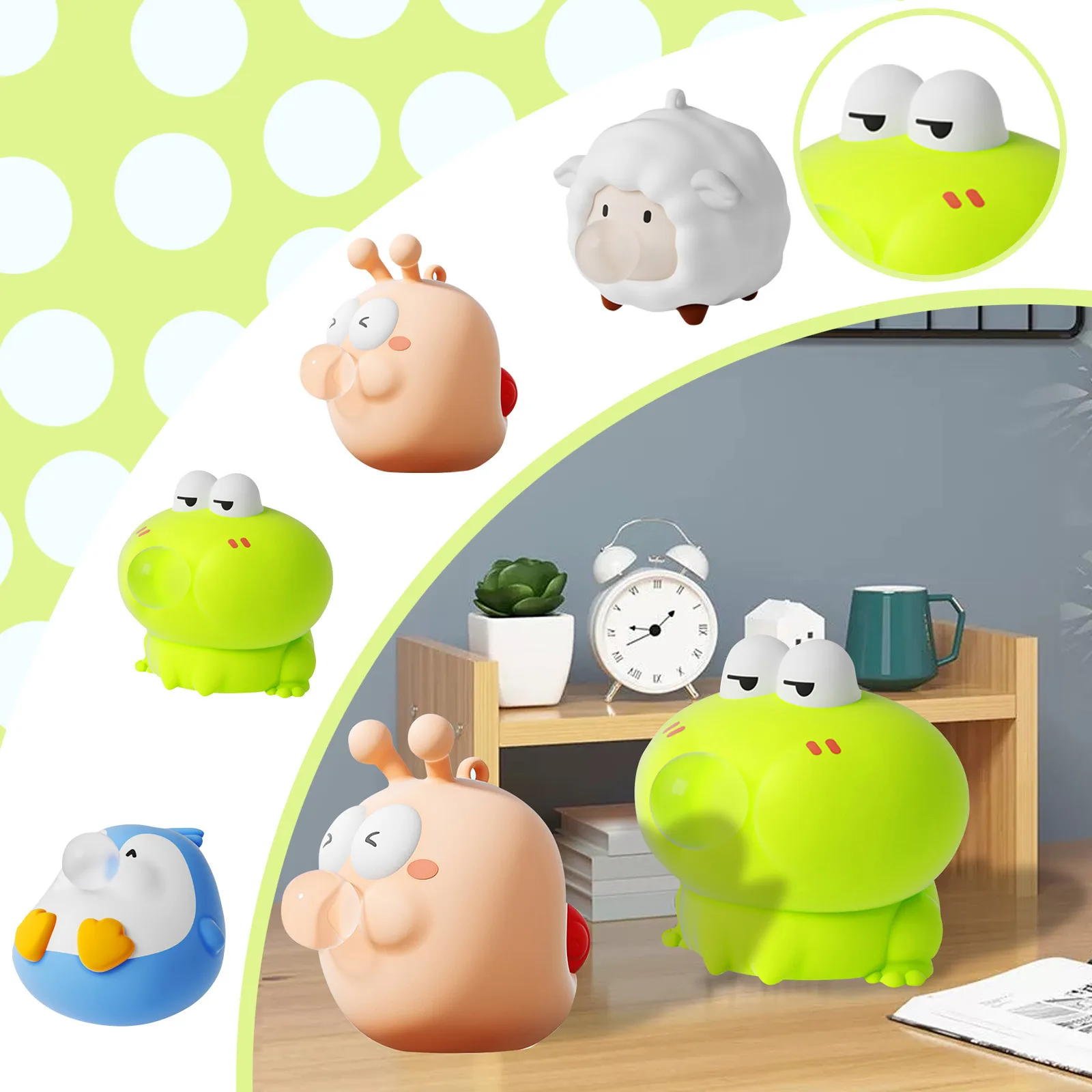 Jouets à presser en forme de petit Animal mignon, grenouille amusante et créative, bulles soufflantes, jouets à presser pour soulager l'anxiété, jouets à rebond lent