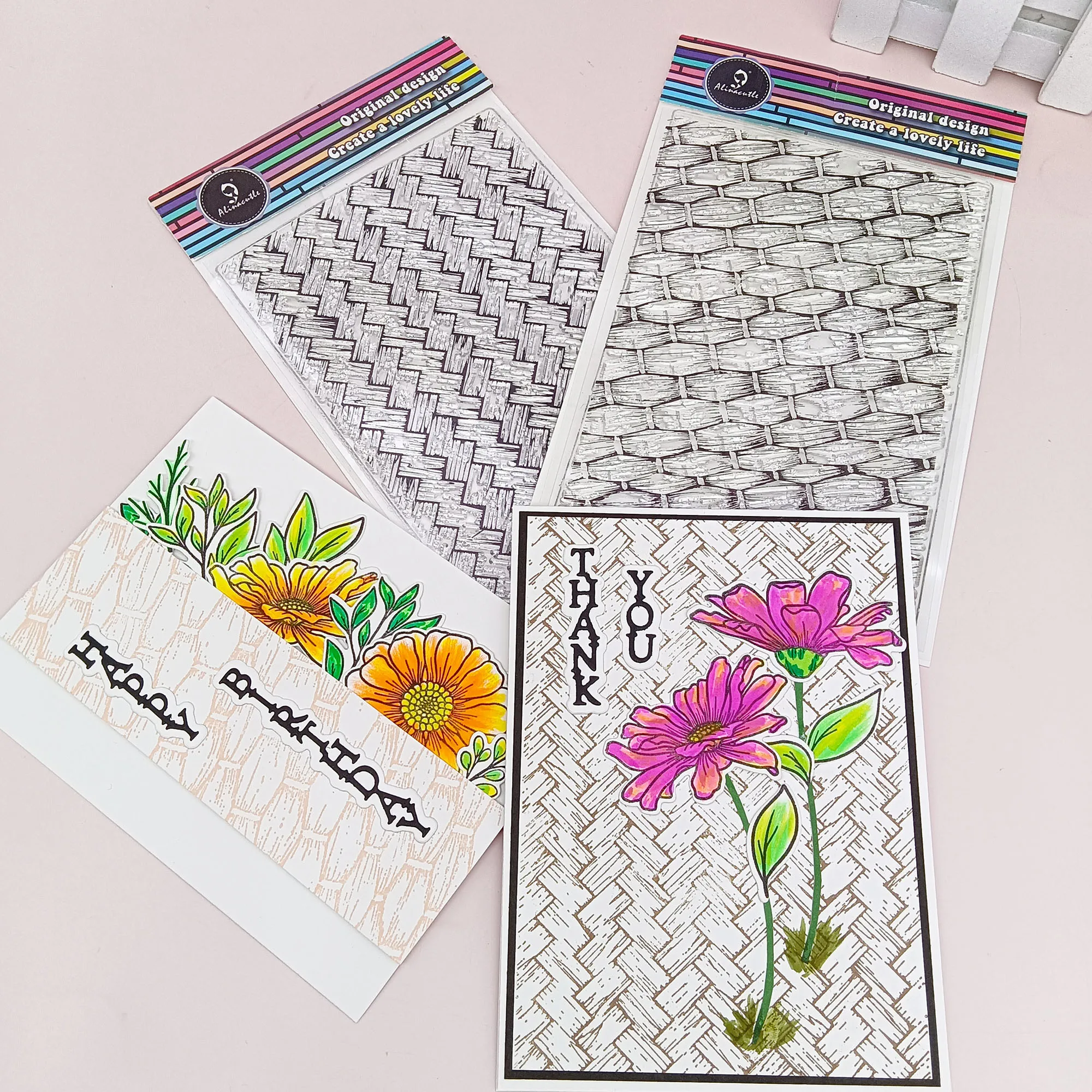 Alinacutle 2 Stück klare Stempel Textur Hintergrund Scrapbooking Karte Album Papier Handwerk Gummi transparente Silikonstempel