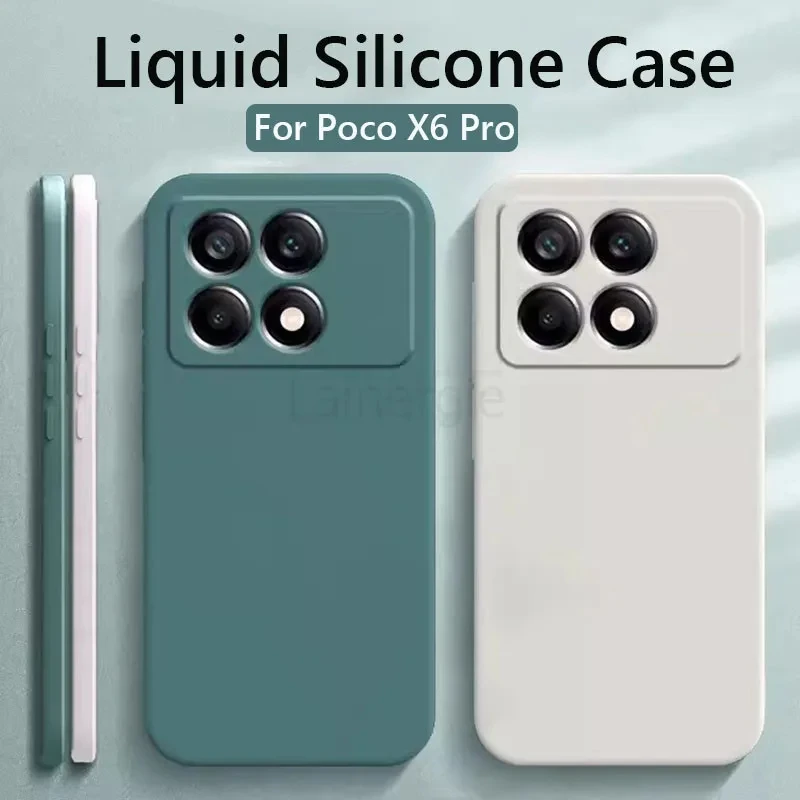 Silicone Phone Case for Xiaomi POCO X6 Pro Original Square Liquid for Xiaomi POCO X6 Pro Soft Lens Shockproof Back Cover Housing