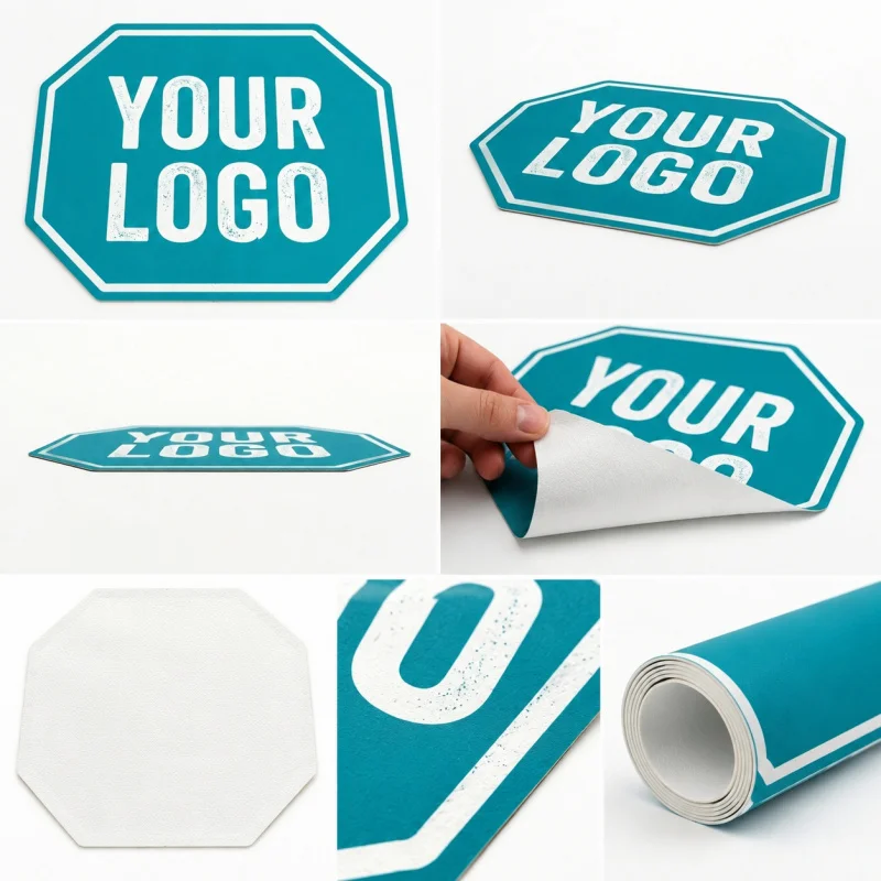 1pc Custom Logo Anti-slip PVC Floor Sticker Removable Waterproof Ground Decal for Mall Shop Party Advertising Decor