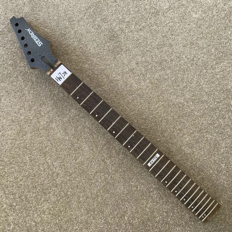 HN724 Sebrew Electric Guitar Unfinished Floyd Rose Guitar Neck 24 Frets Maple+Rosewood Dot Inlay with Damages Sales