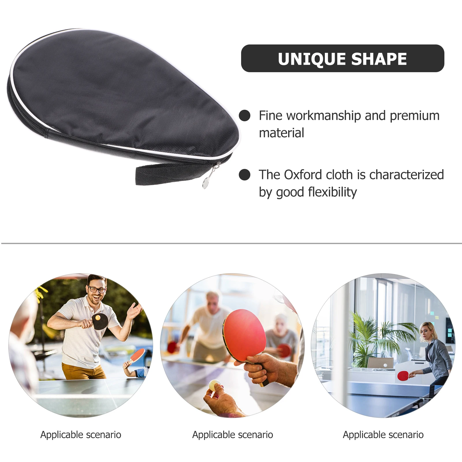 

Oxford Cloth Bat Organizing Bag Racket Fixed Bag Table Tennis Storage Case Zipper Elastic Band High Density Protection For