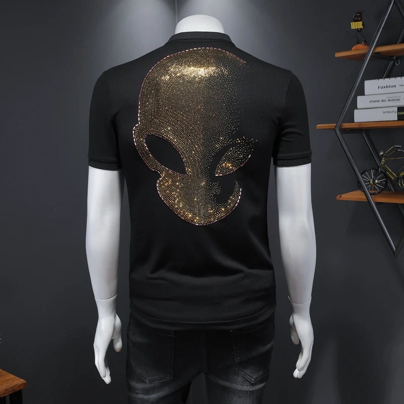 2024 new summer short sleeve POLO shirt men Skull Designer T-shirt lapel black tee shirt