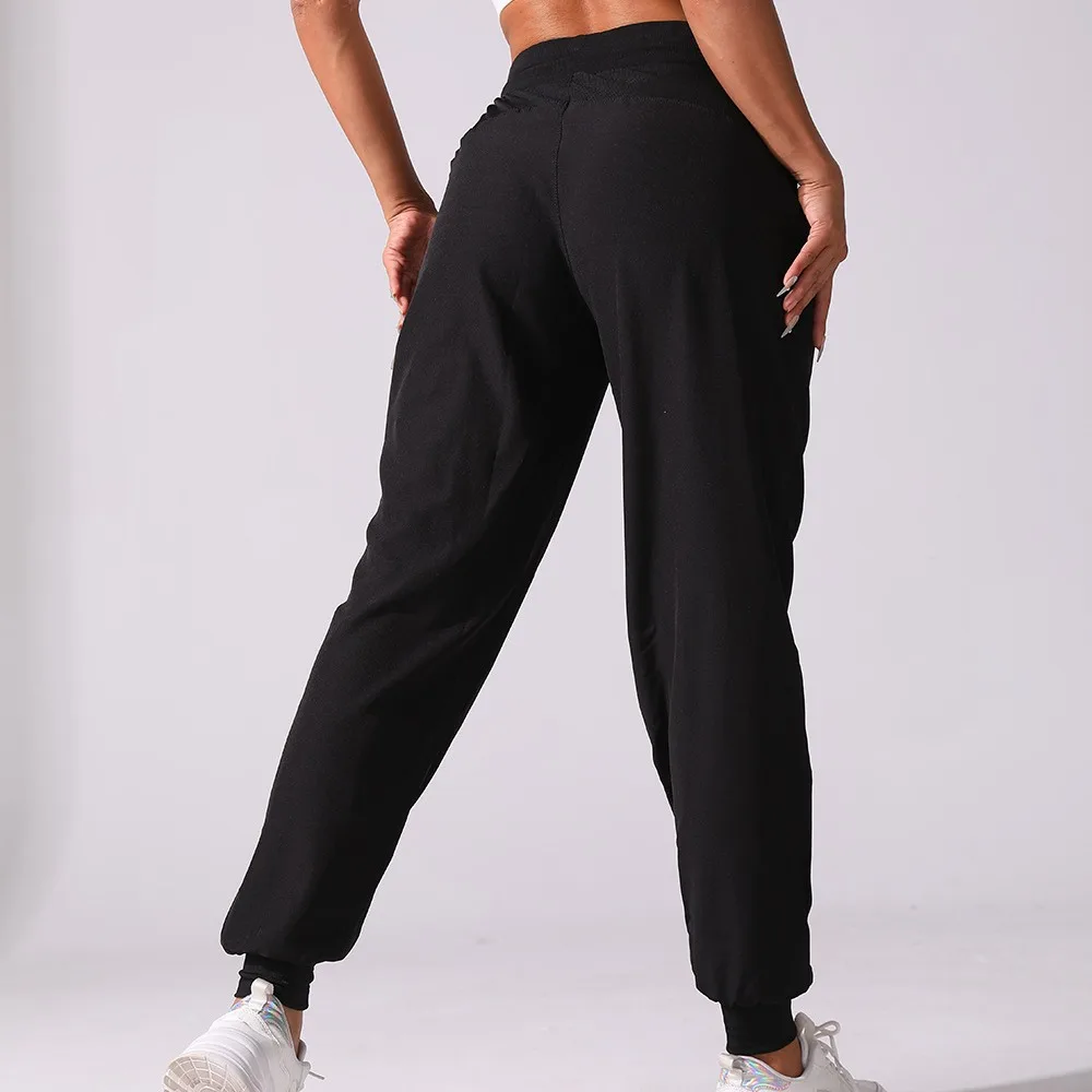 Women Dance Studio Drawstring Jogger Pants Sports Trousers Quick Dry Athletic Yoga Pants Gym Running Exercie Trousers