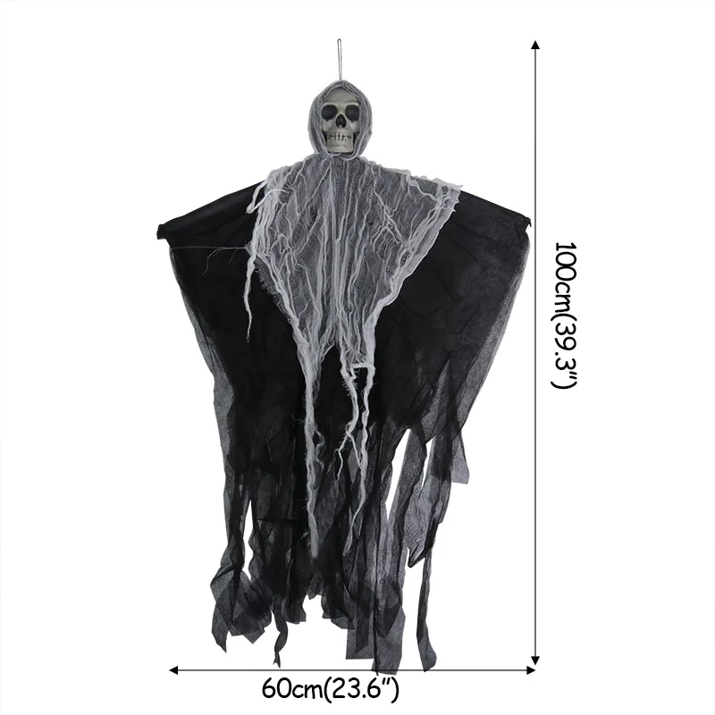 Outdoor Halloween Decorations Hanging Witch Hat Skull Decor Grim Reapers Ghost Bat Ornament for Kids Horror Haunted House Props