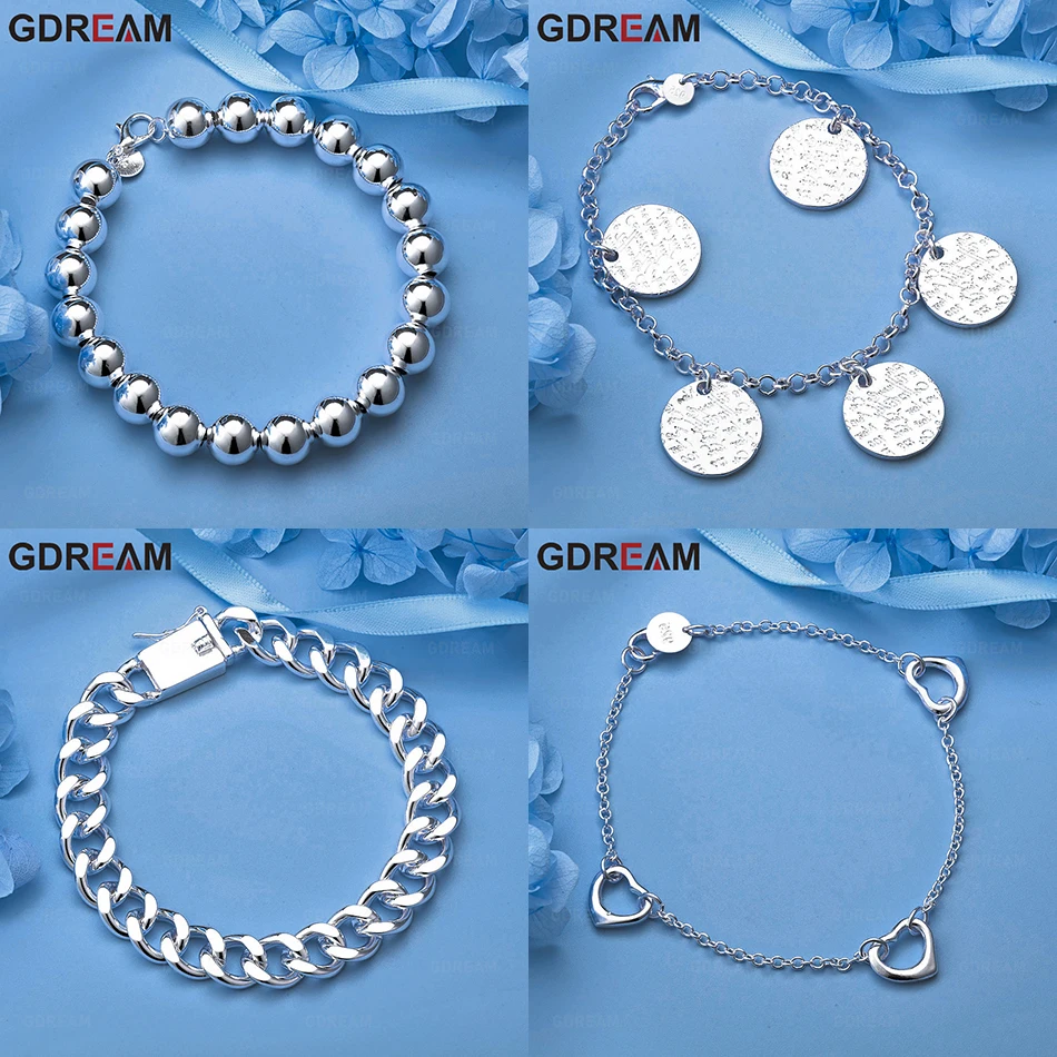 

GDREAM 925 Sterling Silver Pendant Five-Circle Engraved Chain Bracelet Temperament Creative Women'S Engagement Jewelry