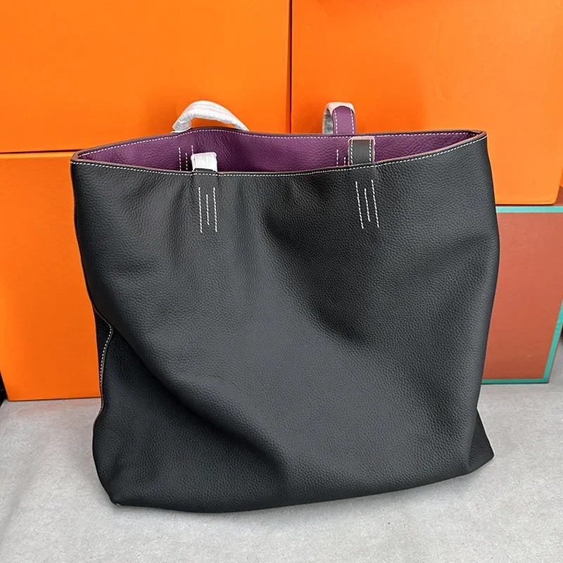 Borsa a tracolla per pendolarismo in pelle morbida di grande capacità borsa a tracolla per pendolarismo con strato superiore a doppia faccia Texture