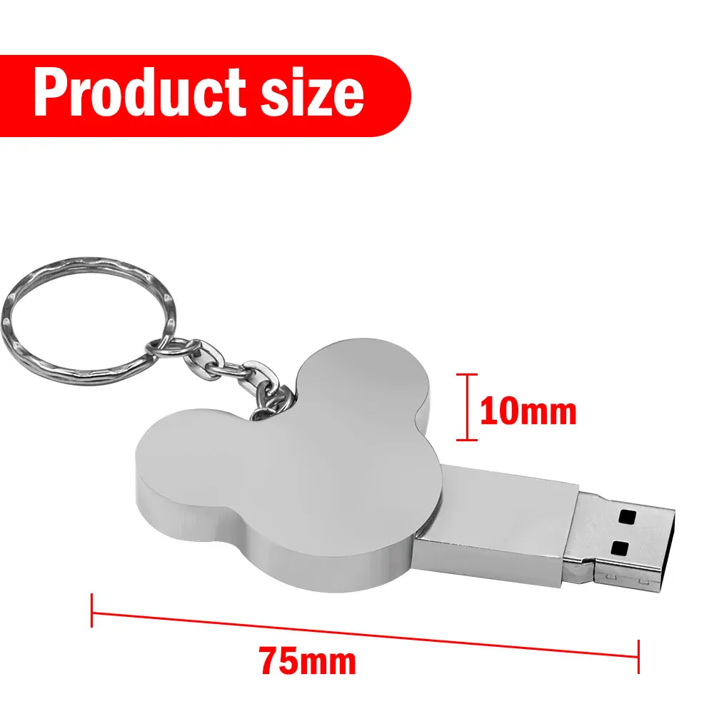 Cute USB Flash Drives 128GB 64GB High speed Memory stick Free key chain Metal U Disk 32GB Creative Waterproof Silver Pen drive
