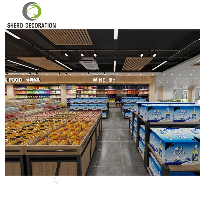 Custom.Factory بيع سوبر ماركت الأثاث الخشبي سوبر ماركت عرض الرف سوبر ماركت التصميم الداخلي