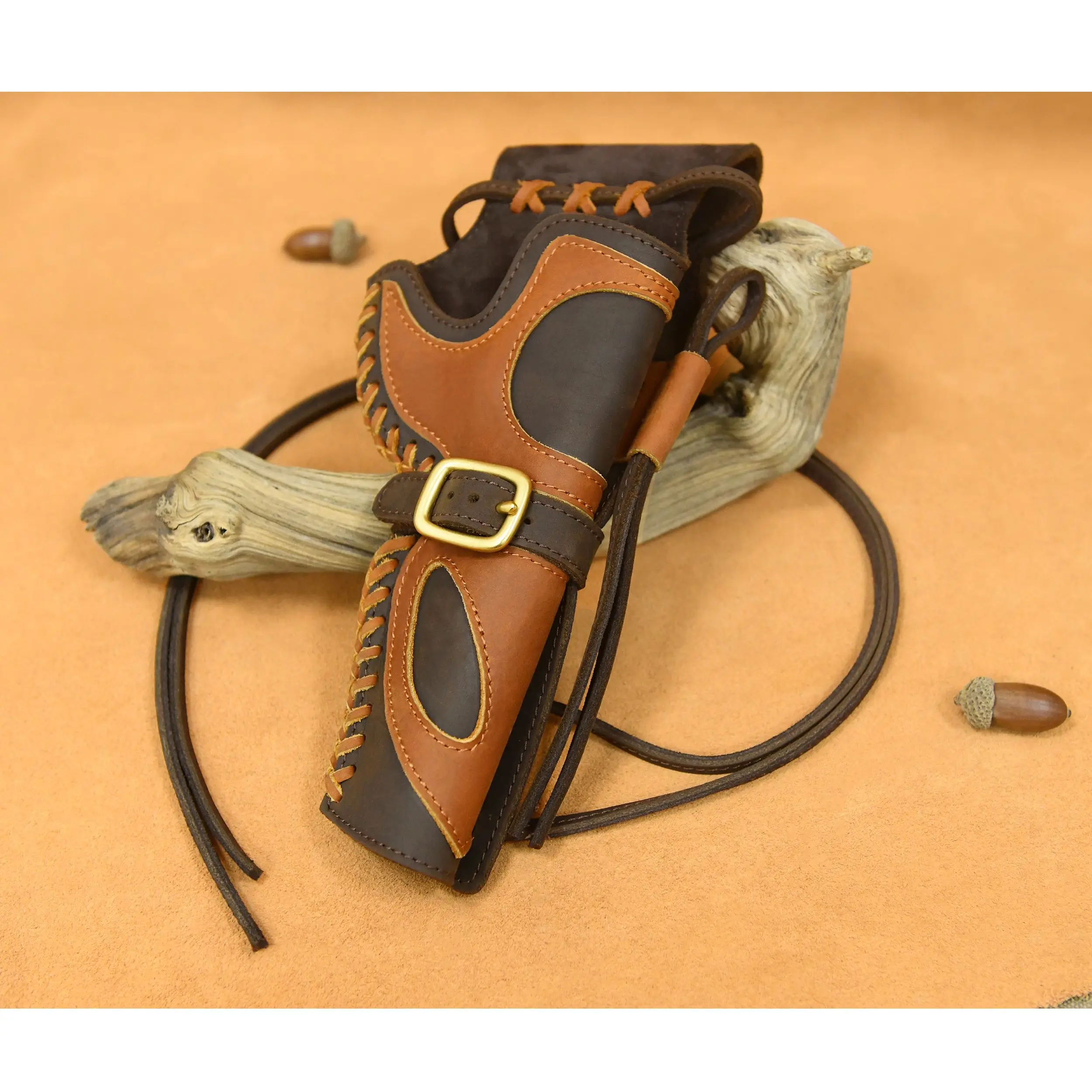 

WAYNE'S DOG Right & Left Handed Genuine Leather Cowboy Revolver Holster Wrap for .38 .357 .22