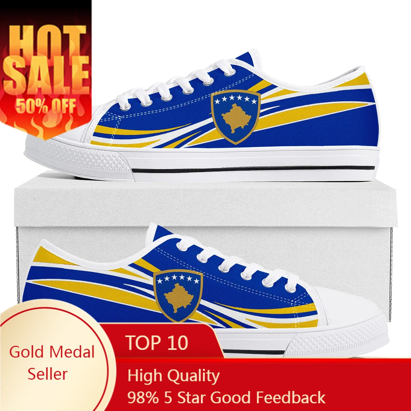 

Kosovo Flag Pristina Low Top High Quality Sneakers Mens Womens Teenager Tailor-made Shoe Canvas Sneaker Couple Custom Made Shoes