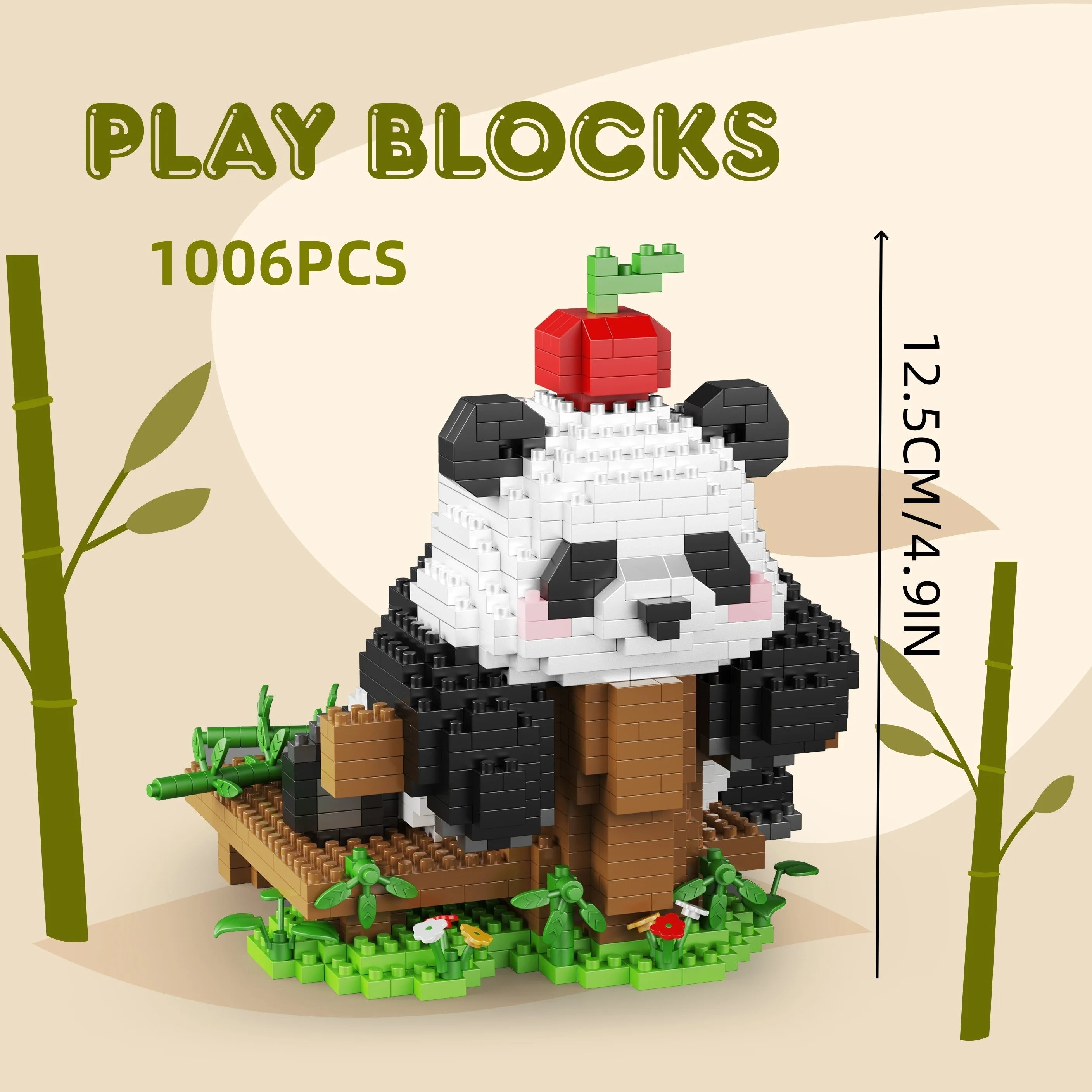 Juego de bloques de construcción de panda grande, adorables bloques de construcción de figuras de panda, juguete educativo de construcción para desarrollar habilidades prácticas