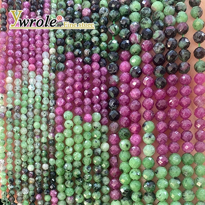 Natural Stone Round Faceted 2 3 4MM Ruby Zoisite Loose Spacer Beads for Jewelry Making Diy Earrings Bracelet Charms Accessories
