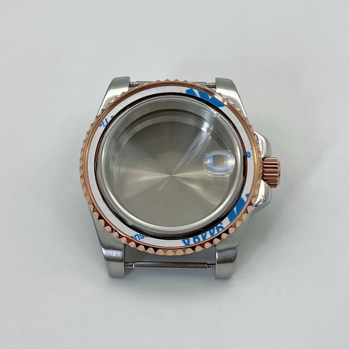 Casing baja tahan karat kaca safir 40mm NH35 dua warna mawar perak 100m tahan air untuk SUB GMT YACHT NH34 NH35 NH36 gerakan