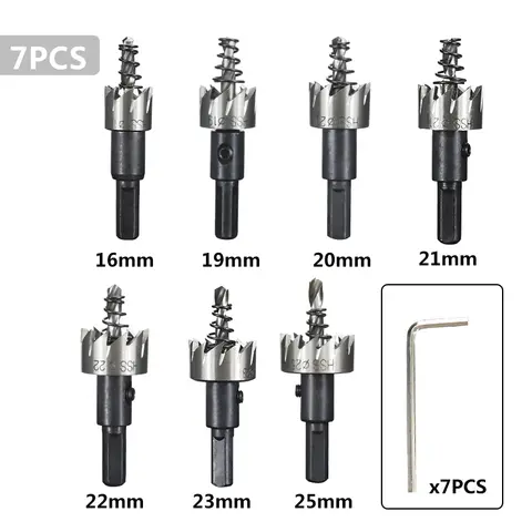 XCAN 7-पीस HSS मेटल होल सॉ किट 16mm-25mm, हार्ड मेटल प्लास्टिक वुड आयरन ड्रिल के लिए टंगस्टन कार्बाइड होल कटर 6 best sales छेद काटने वाला - №5