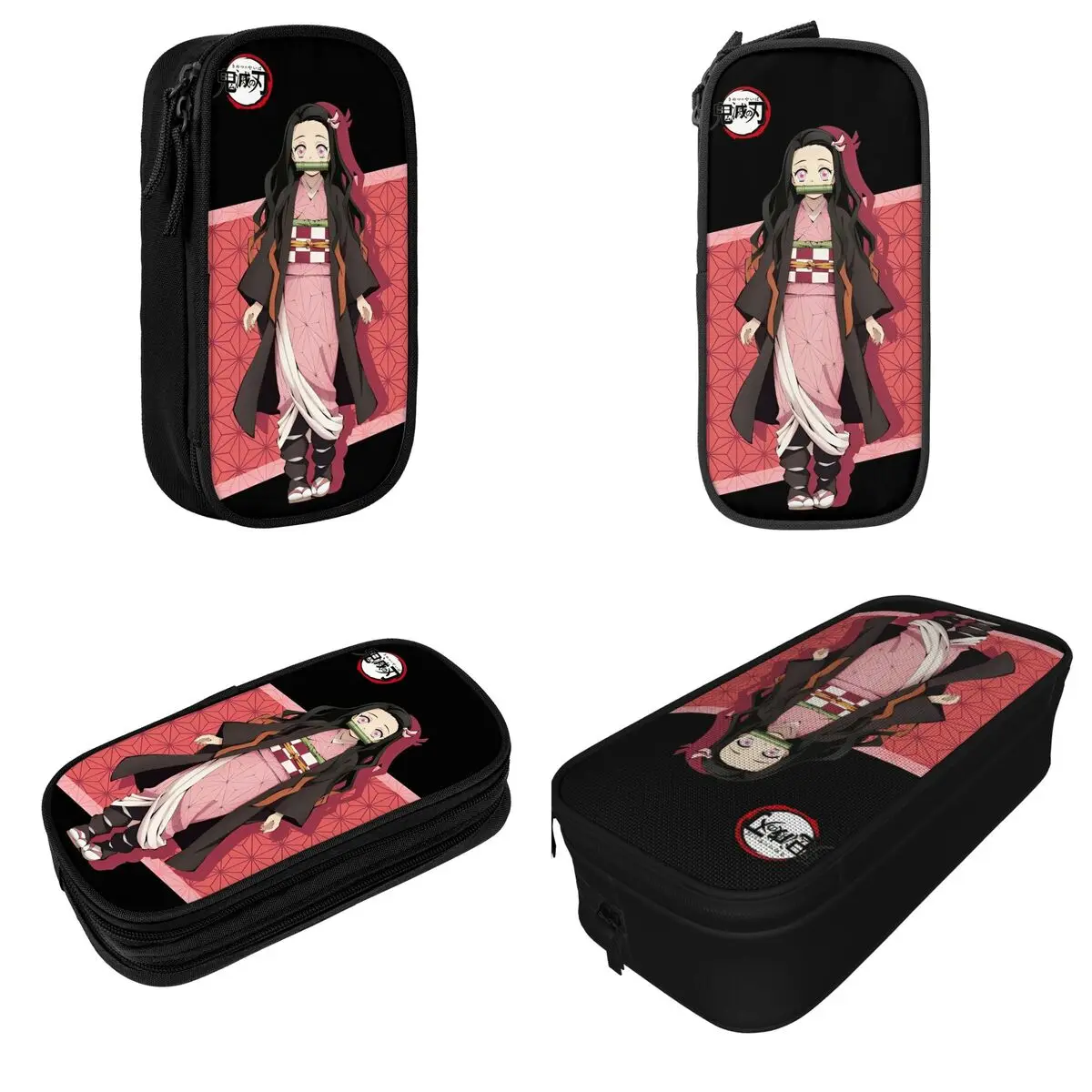 Imagem -02 - Demônio Slayer Nezuko Kamado Lápis Cases Pen Holder para o Estudante Grandes Bolsas de Armazenamento Escritório Papelaria Presente Novo