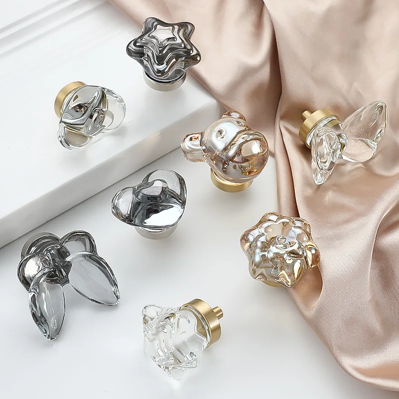 

Light Luxury Butterfly Bear Shape Crystal Handle Wardrobe Door Cabinet Drawer Knobs Modern Simple Transparent Champagne Handles