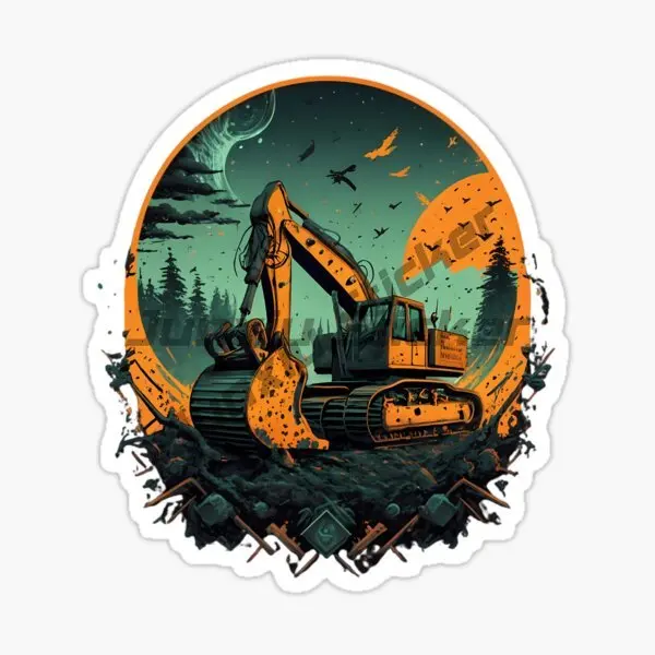 Construction Work Excavator Car Bumper Stickers Windows Decal Vinyl Material Waterproof Custom Printing