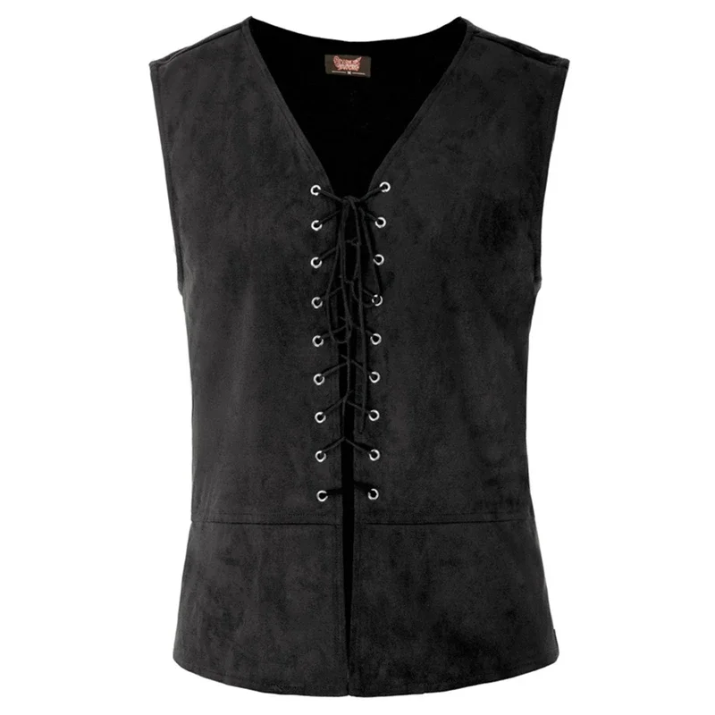 Mannen Punk Middeleeuws Vestkostuum Renaissance Steampunk Tops Gentleman Bandage Coat Retro Gothic Slim Knight Vest