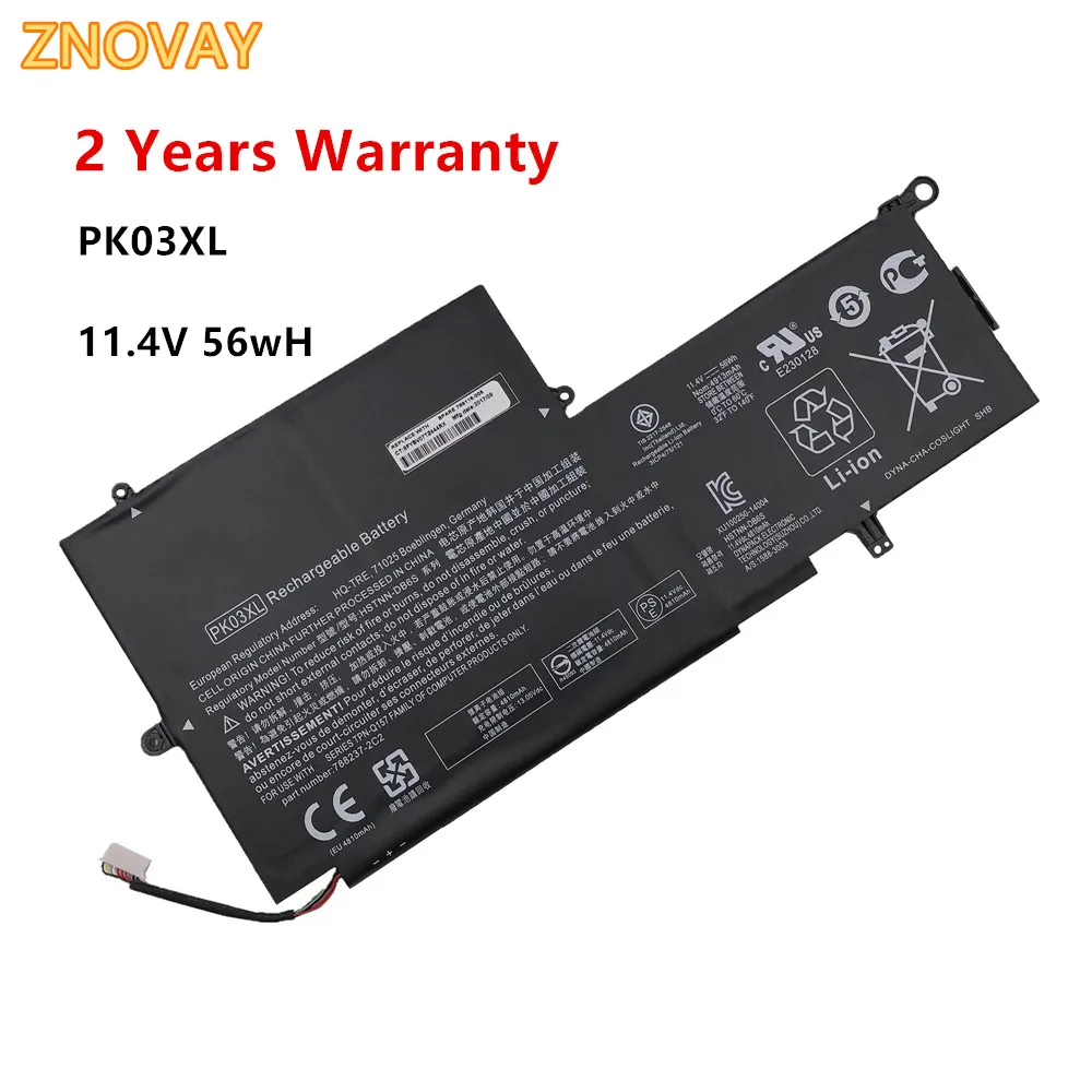 ZNOVAY PK03XL Laptop Battery for HP Spectre Pro X360 13 G1 Series M2Q55PA M4Z17PA HSTNN-DB6S 6789116-005 11.4V 56WH/4912mAh