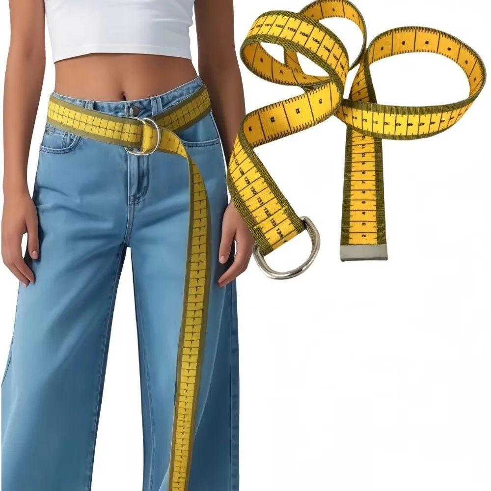 1PC Measurement Tool Belt Fabric Material Ruler Design Adjustable Waist Belt Practical Measurement Adjustable D-Ring Buckle