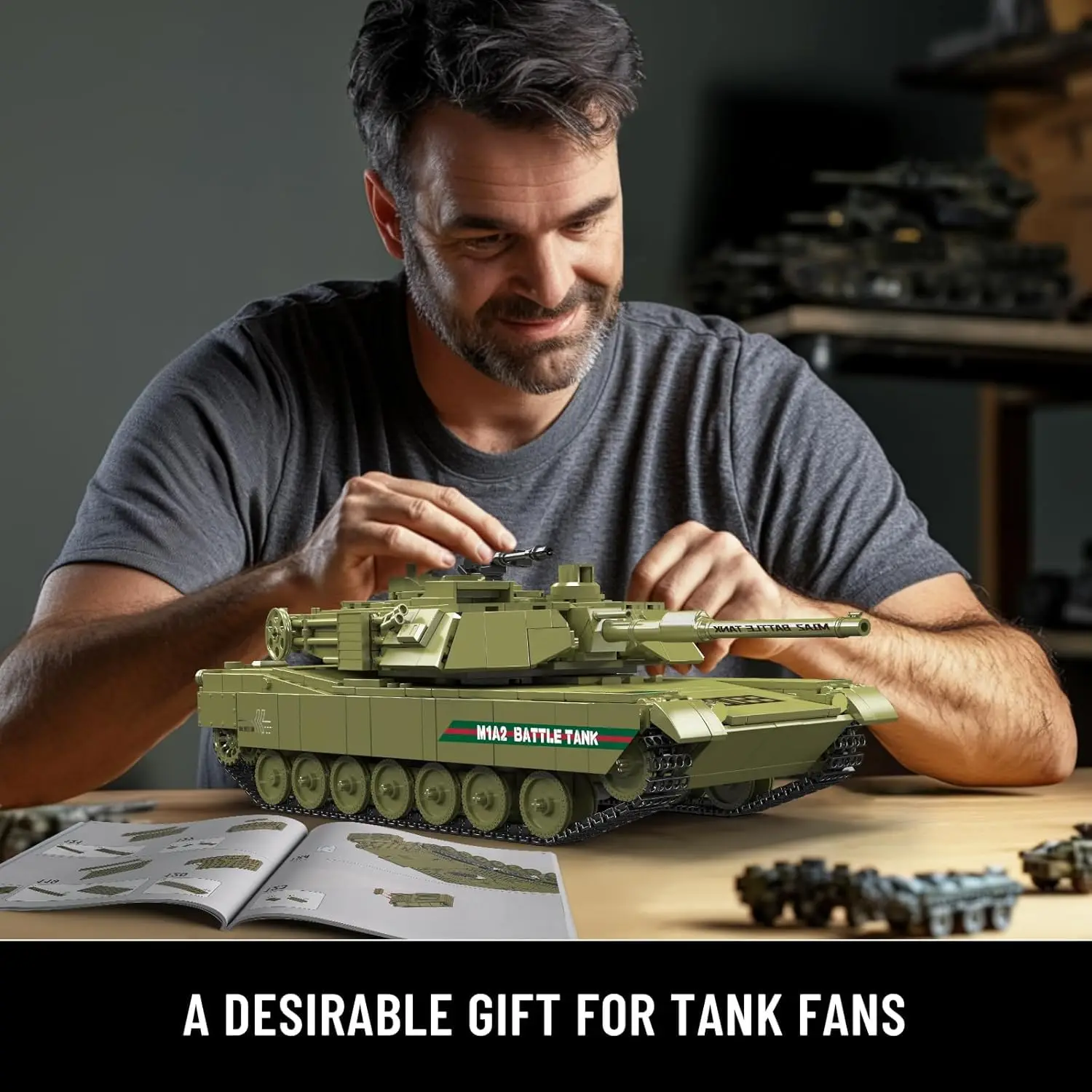 Mould King 20033 1168 PCS Kit de construcción de tanques militares RC, modelo del ejército controlado por aplicación para adultos y adolescentes, regalo de exhibición coleccionable