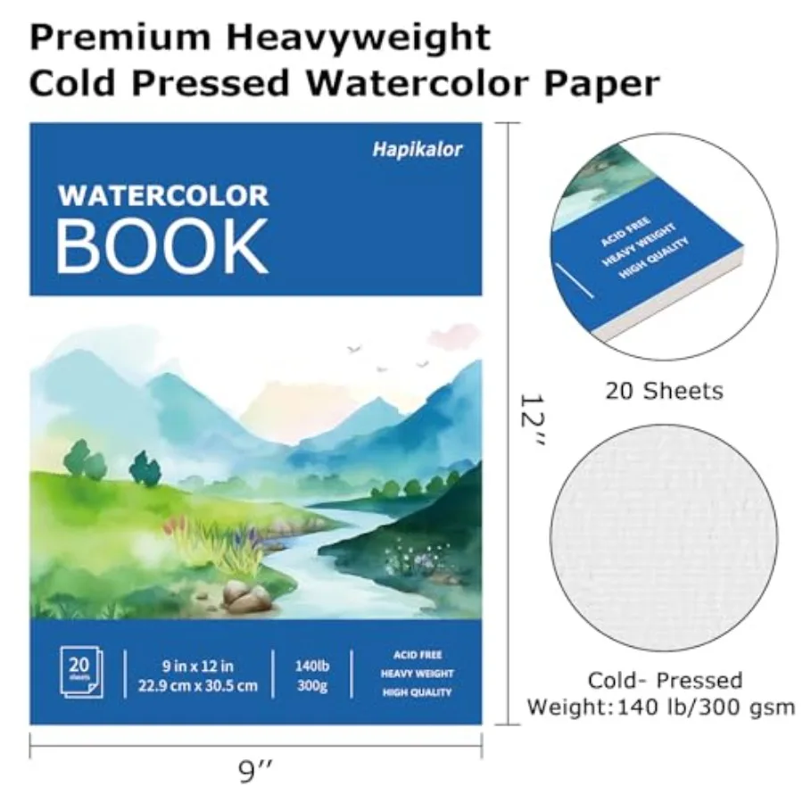 Watercolor Paper Pad, 140lb/300gsm Artist Drawing Sketch Book, Paper Pad, Art Journal, Arts and Crafts Supplies for Adults,Pain