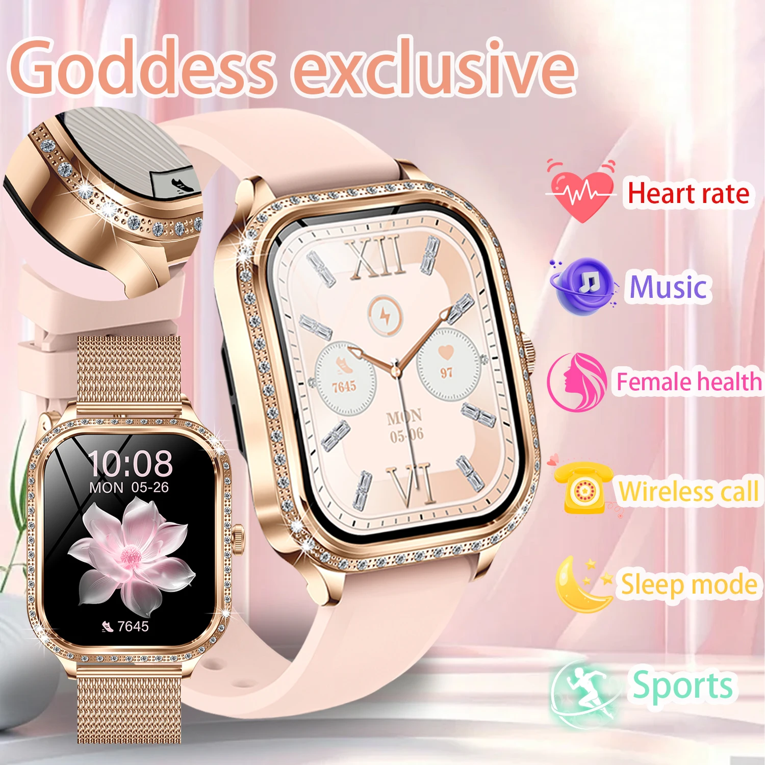 

New Women Smartwatch Curved Screen Men Watches Bluetooth Call Sport Womens Physical Health IP68 Lady Smart Watch For Android iOS