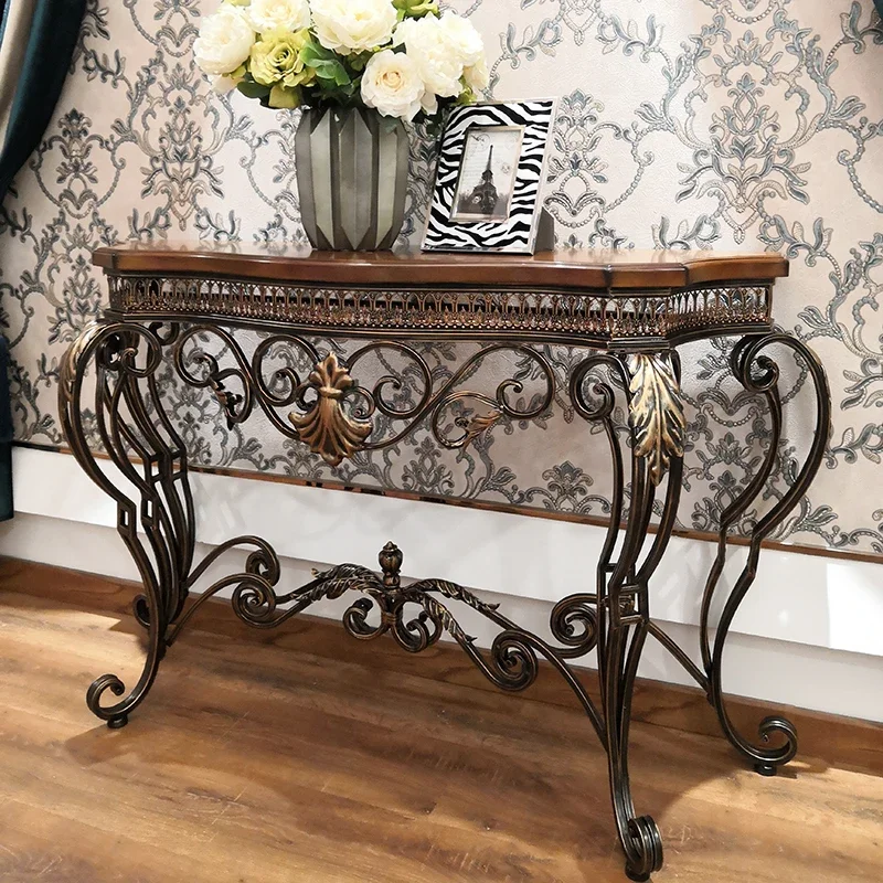 American wrought iron entrance table entrance table aisle furniture French decorative strip case European retro table entrance c