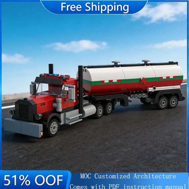 

570 Parts MOC City Engineering Tanker Trucks Model Technology Building Blocks DIY Creative Children Toys Popular Birthday Gifts