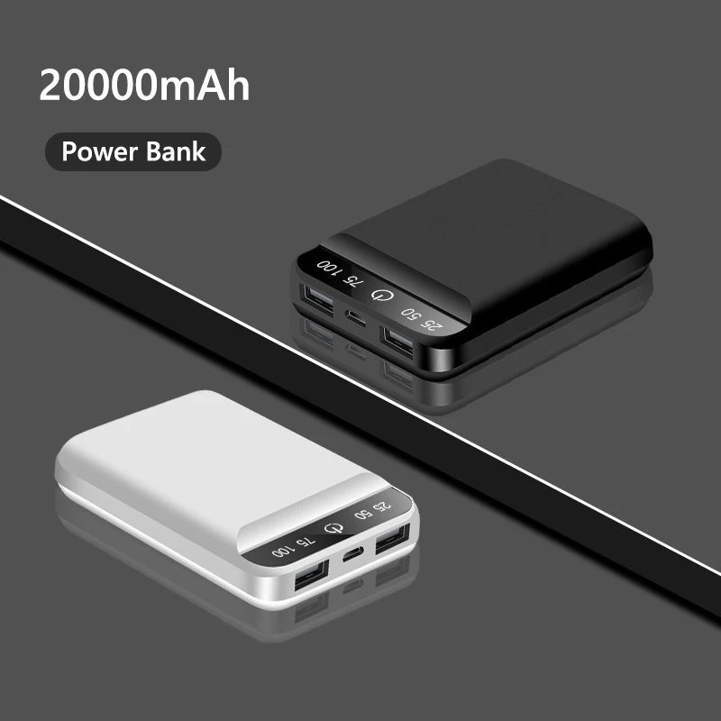 

Portable Power Bank 20000mAh 2 USB Ports External Battery Mini Powerbank for iPhone 16 15 pro max Samsung S25 Xiaomi Poverbank