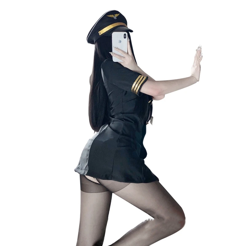 섹시 속옷 섹시 여경 원피스 승무원 유니폼 유혹 세트 코스프레 롤플레잉 L567