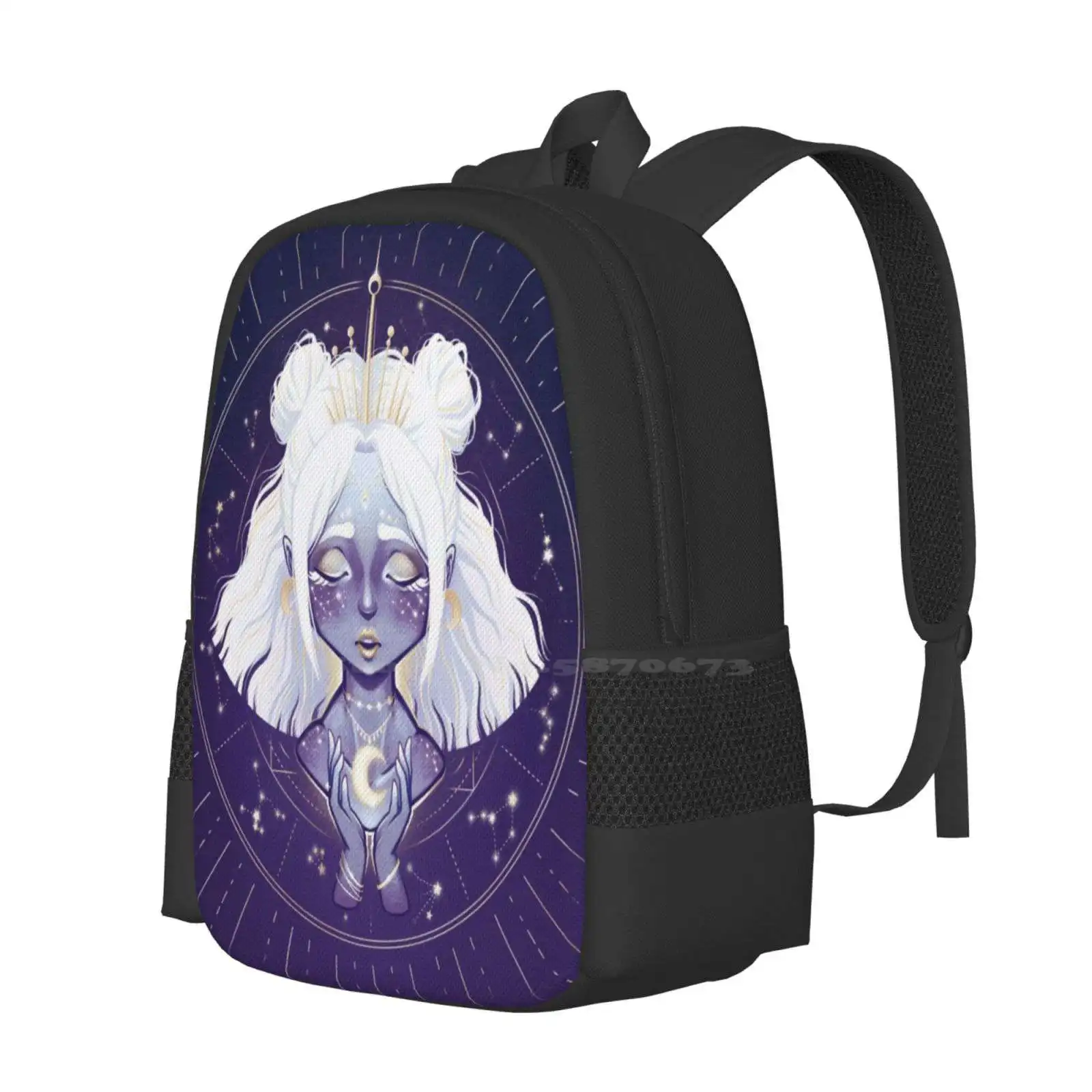 Lunar Guardian Hot Sale Backpack Fashion Bags Moon Guardian Night Blue Purple Stars Constellation