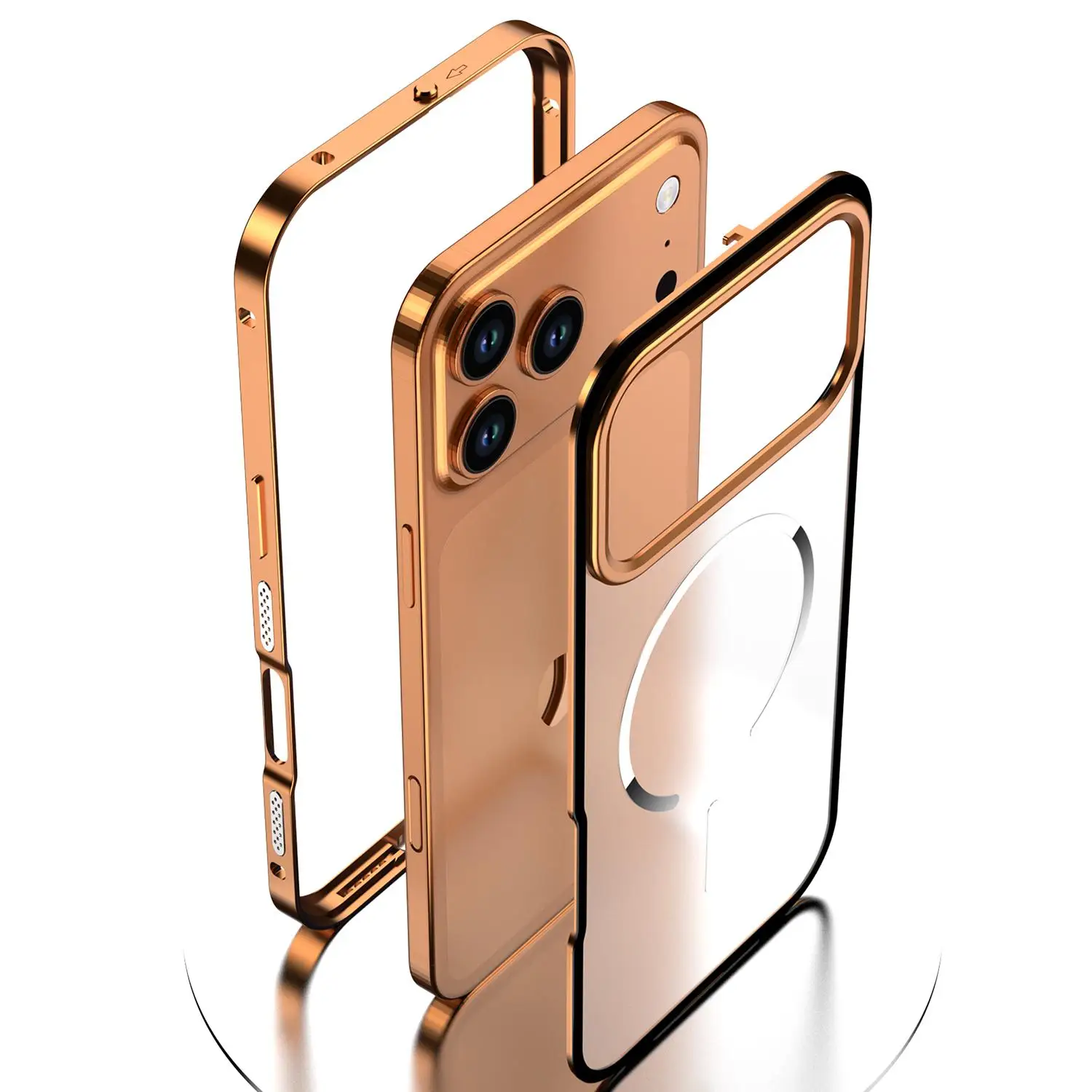 Für iPhone 13 14 15 16 17 Pro Max Air Frosted Telefon Fall Metall Rahmen Abnehmbare Für Magsafe Schnalle Aluminium Legierung objektiv Matte Fall