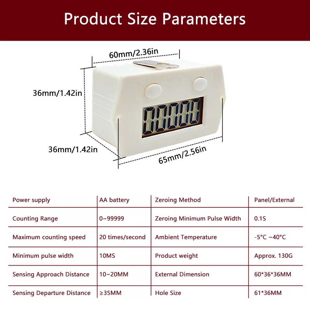 Electronic Digital 5 Display Counter Proximity Industrial Magnetic Sensor Switch Punch Counter Automatic Induction Counter Meter