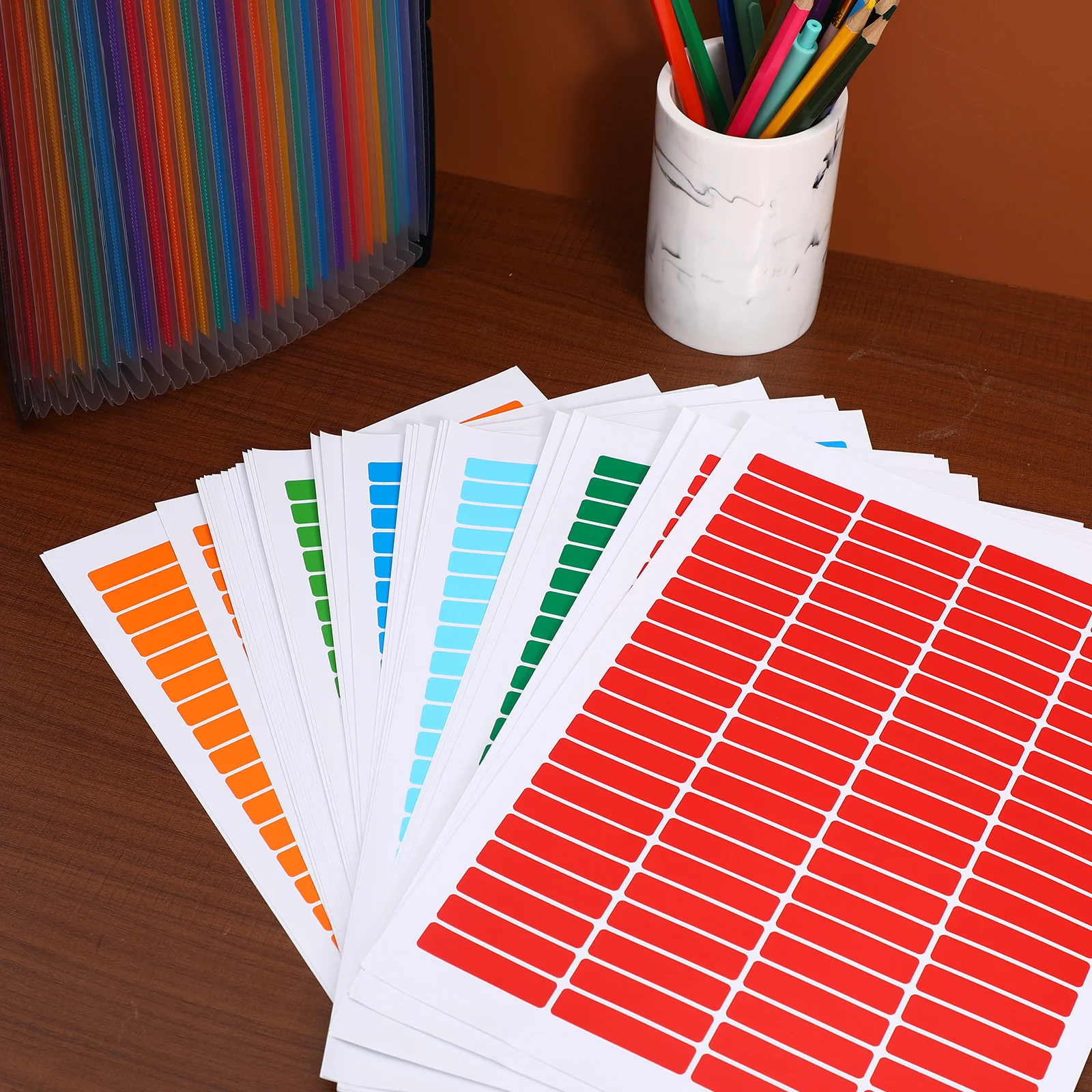 30 ورقة ملصقات ملونة، ملصقات مستطيلة ذات التصاق قوي لحاوية مجلد الملفات، علامة اسم منظمة المخزون