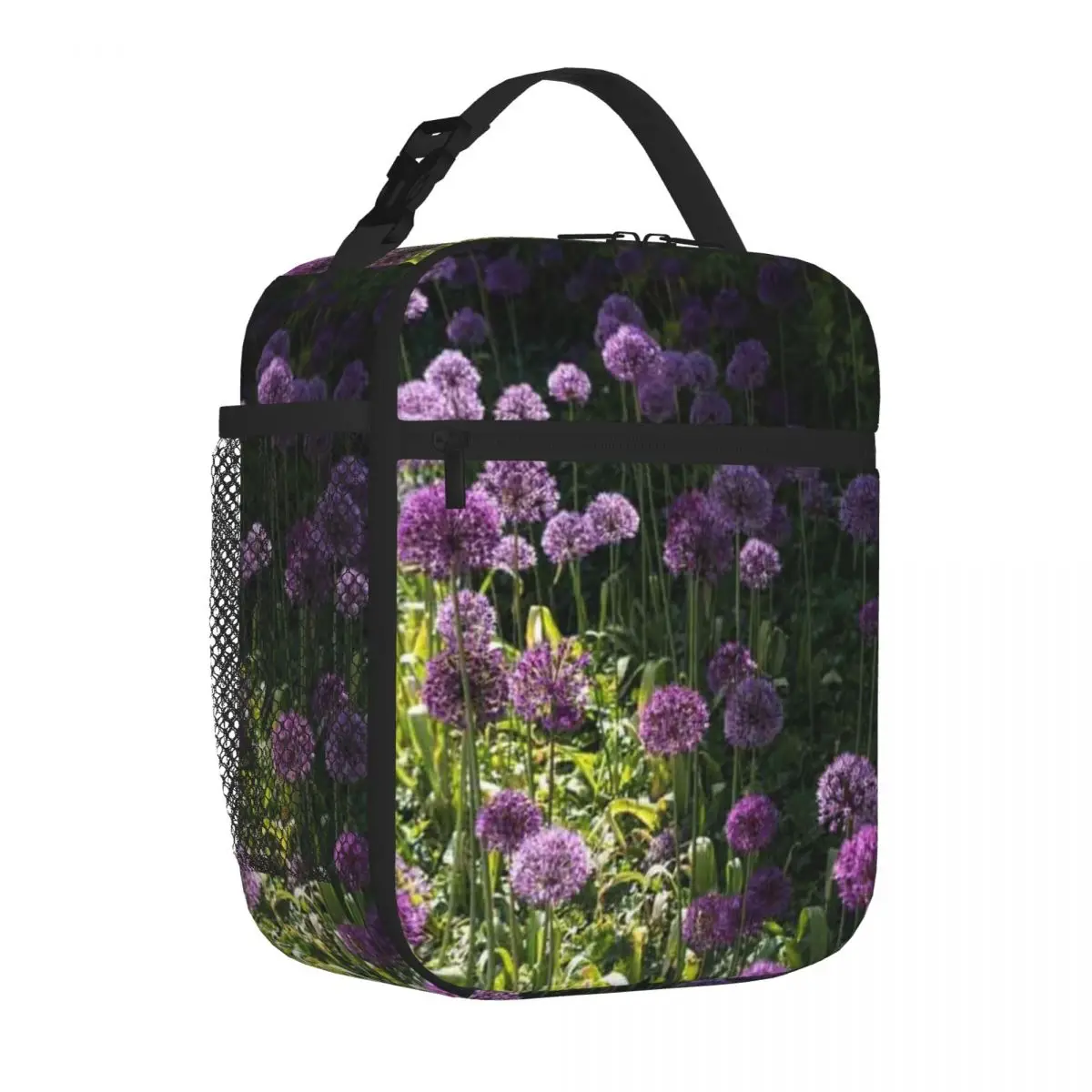 Bestselling Purple Alliums In Bloom Multi Pocket Cooler Tote Daily Outdoor Work Lunch Bag