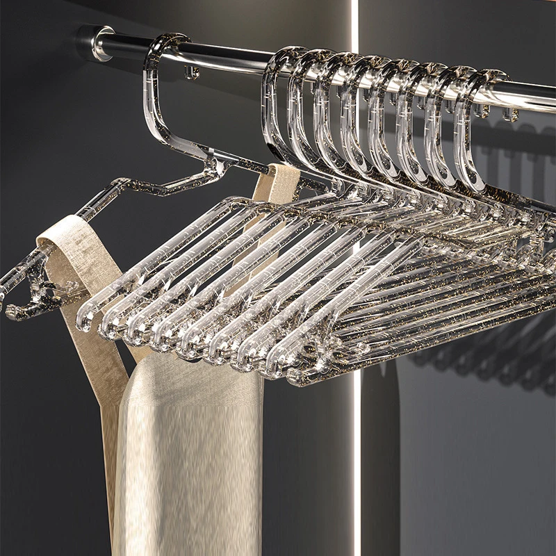 10pc/set Clear Acrylic Clothes Racks,Non Slip Glitter Coat Hangers,Crystal Suit Hanger for Suit Coat Sweater Jacket Blouse Dress