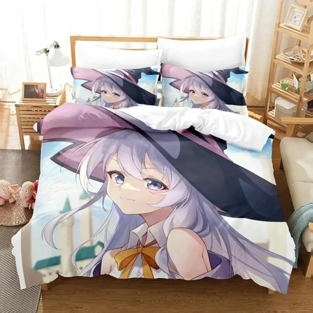 Anime Wandering Witch Journey Of Elaina Bedding Set BoysGirls Twin Queen Size Duvet Cover Pillowcase Bed Kids Adult Customizable