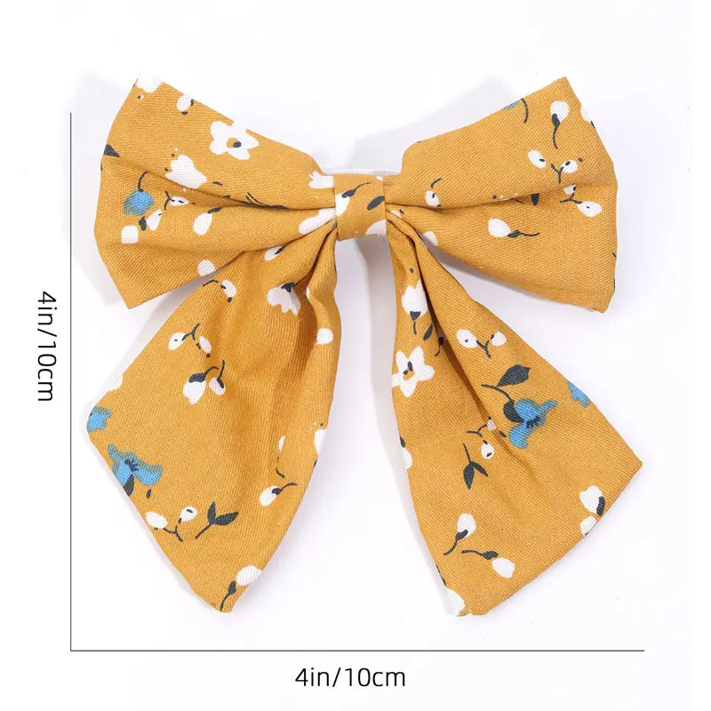 Sweet Flower Print Bowknot Hair Clips For Girls Fashion Bows Hairpins Barrettes Headwear Kids Hair Styling Accessories