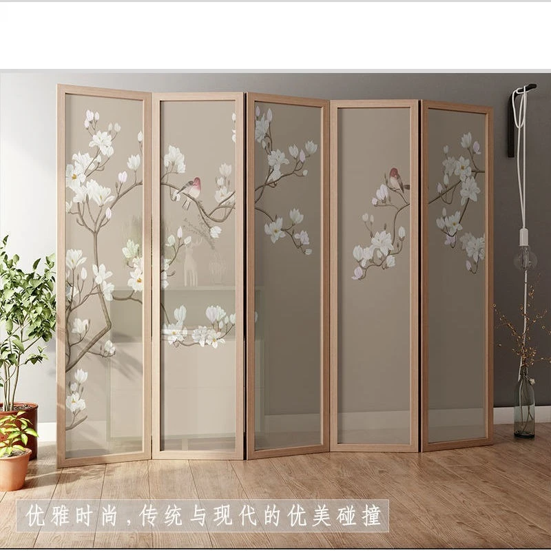 Chinese screen partition living room bedroom shelter home simple modern entrance entrance solid wood folding
