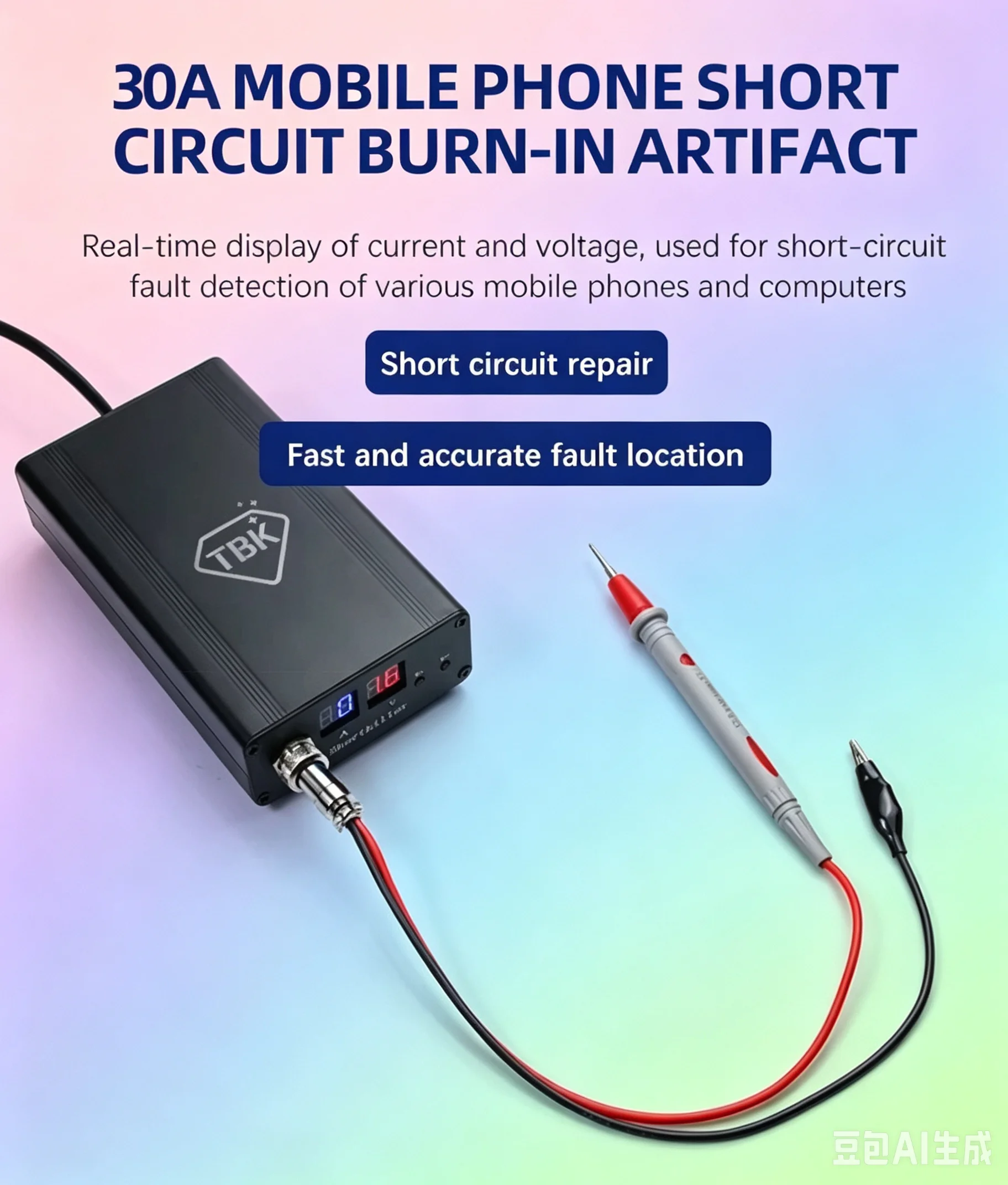 TBK ShortKiller Pro 30A Mobile Phone PCB Short Circuit Detector (Motherboard Repair Tool) Kit