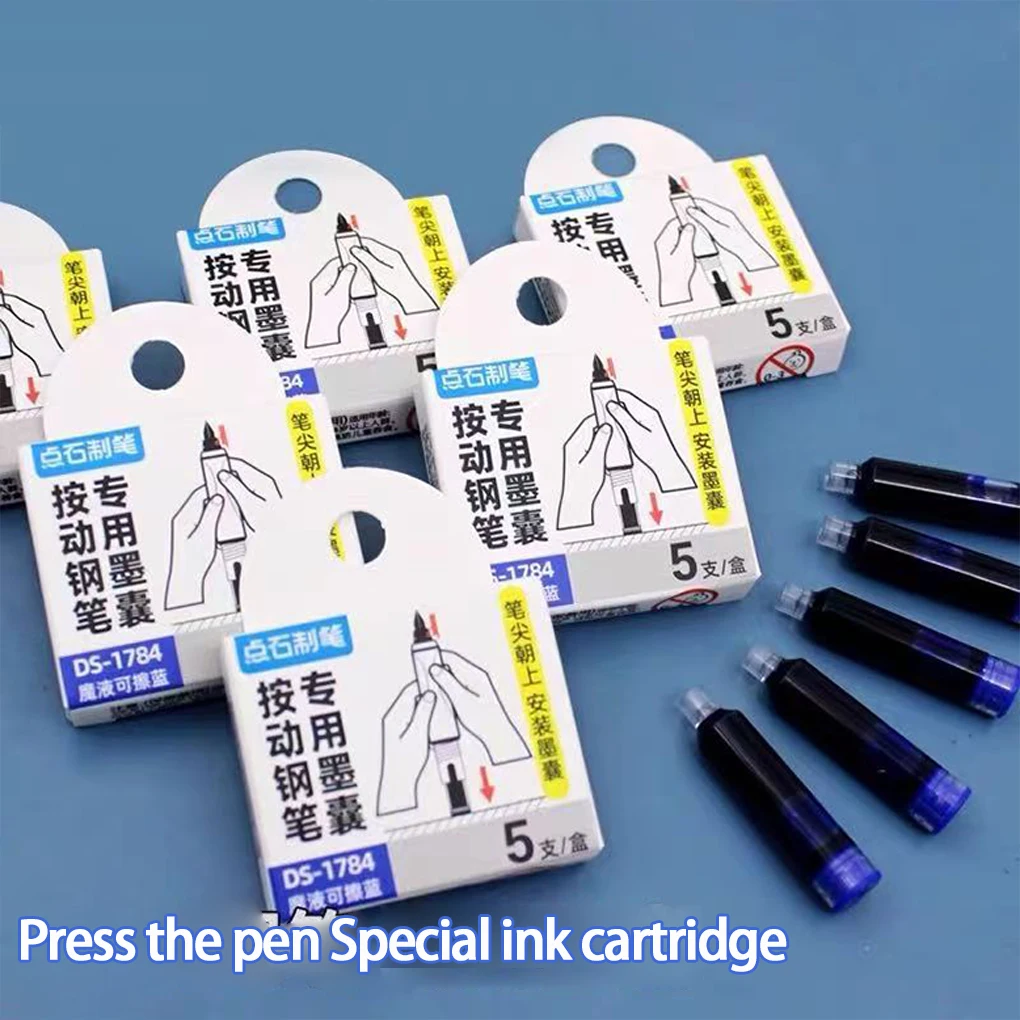 Erasable Space-Time Capsule Press Pen 20Pcs Retractable Fountain Pen Ink Cartridges Space Capsule Click Nonsplash Ink Pen Set