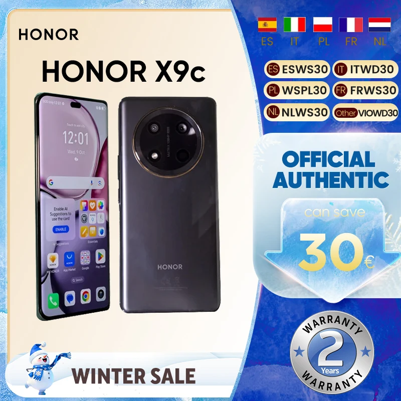 HONOR X9c 5G SmartPhones version mondiale Android mobile Snapdragon 6 Gen 1 CPU 108MP caméra 6.78 pouces AMOLED